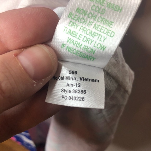 Lilly Pulitzer Pink Blue Floral Shirt Dress 8 - Picture 6 of 7